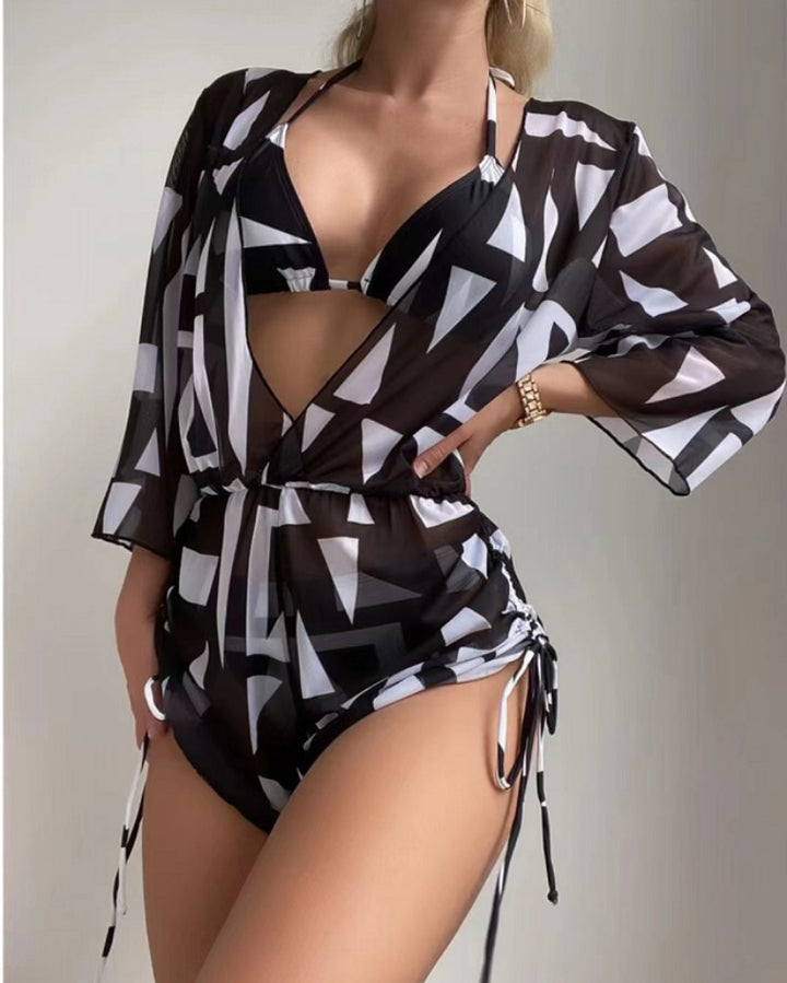 Damen Strandkleid mit floralem Muster und luftigen Ärmeln Drune