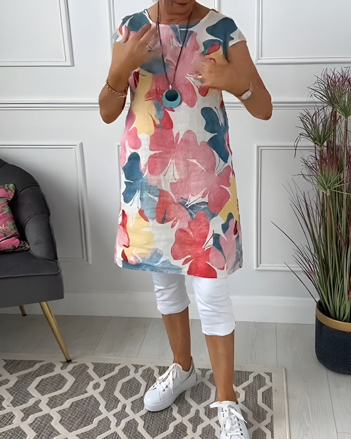 Damen Leichtes Strandkleid mit floralem Muster und Taschen Drune