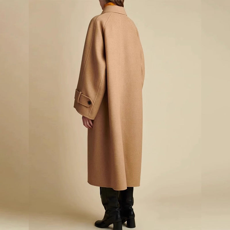 Damen Oversized Wollmantel mit modernem Kragen Drune