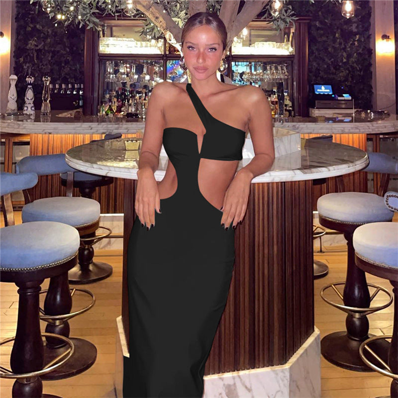 Damen Off-Shoulder Abendkleid mit asymmetrischer Ausschnitt Drune