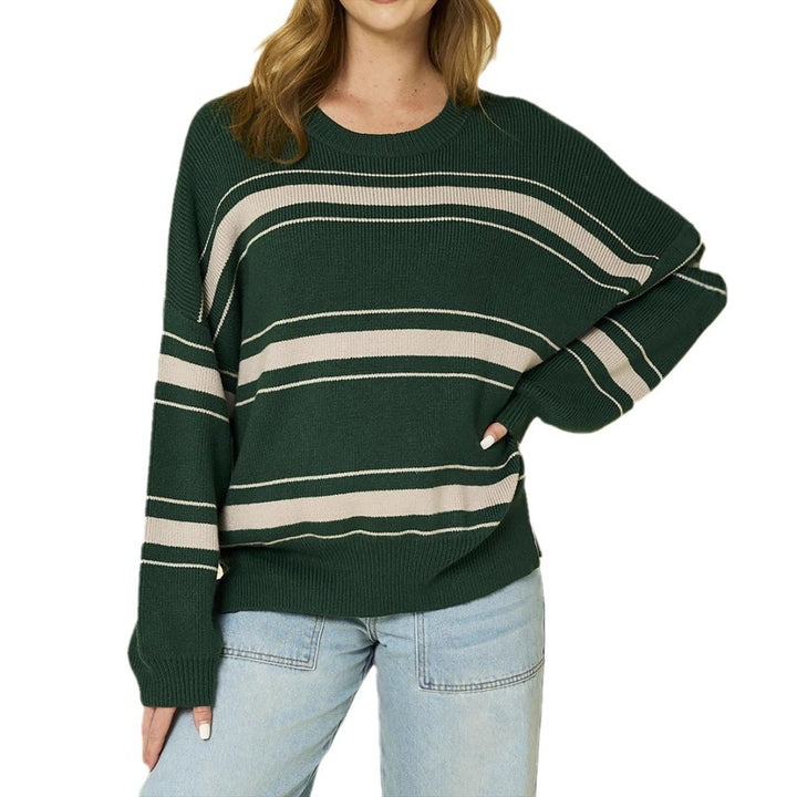 Damen lässiger Pullover mit modernen Streifen Drune