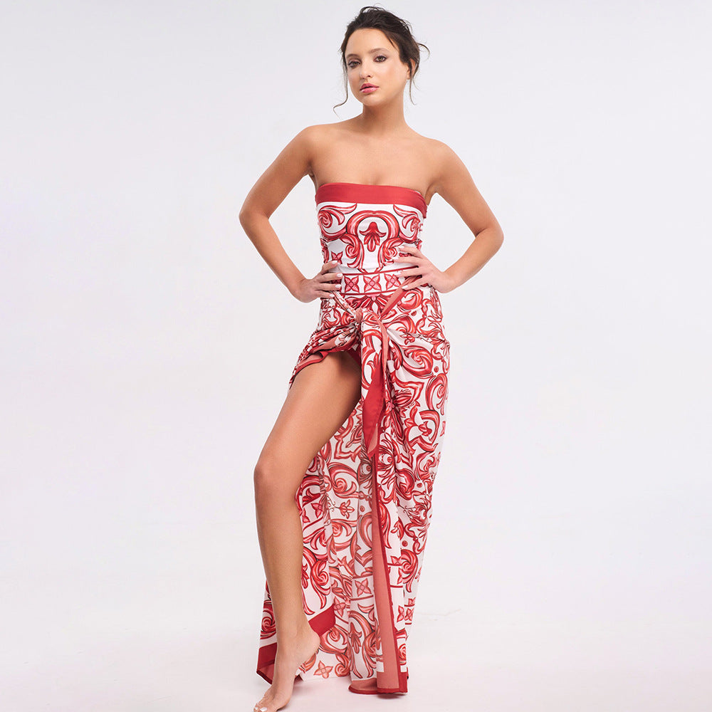 Damen Einteiler Badeanzug mit kunstvollem floralem Design Drune