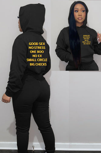 Damen Hoodie- und Jogginghose-Set mit motivierendem Schriftzug und lässigem Schnitt Drune