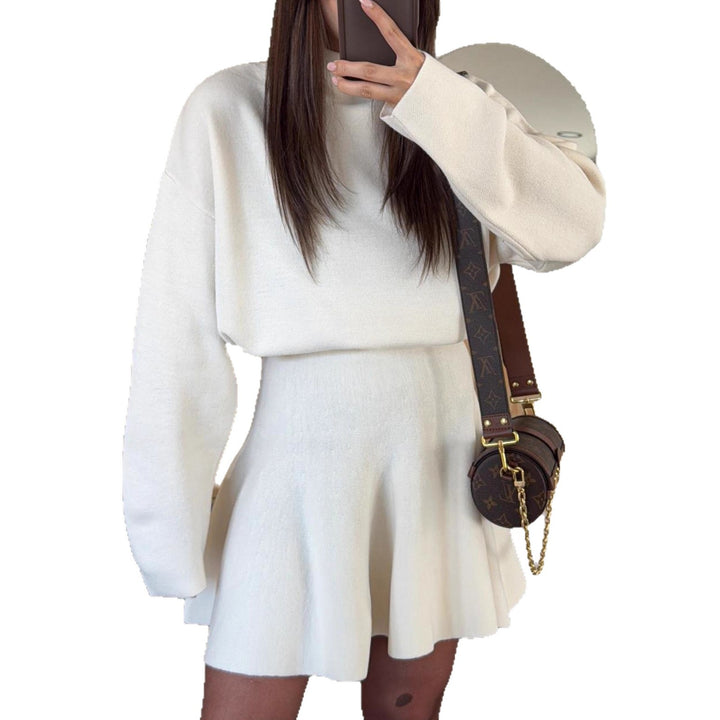 Damen modischer Strickkleid mit Hoodie Drune