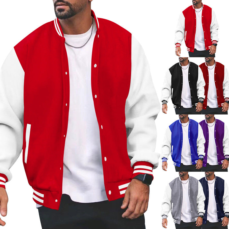 Herren sportliche Collegejacke mit traditionellem Schnitt und kontrastierenden Ärmeln Drune