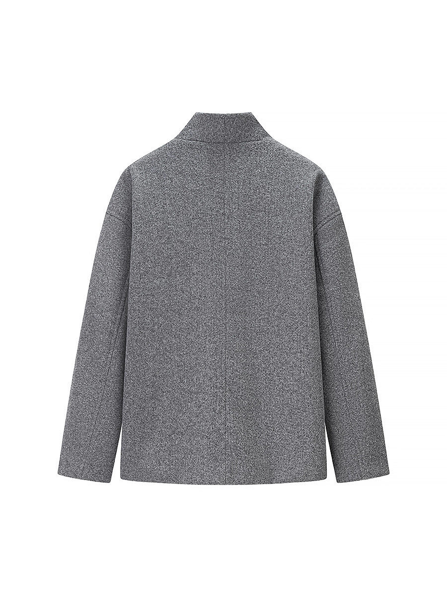 Damen elegante Winterjacke mit doppelter Knopfleiste und Stehkragen Drune