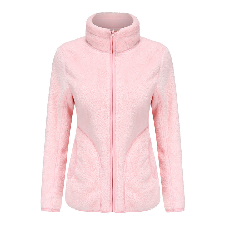 Damen nan kuschelige Fleecejacke mit hohem Stehkragen, durchgehendem Reißverschluss und figurformenden Nähten Drune