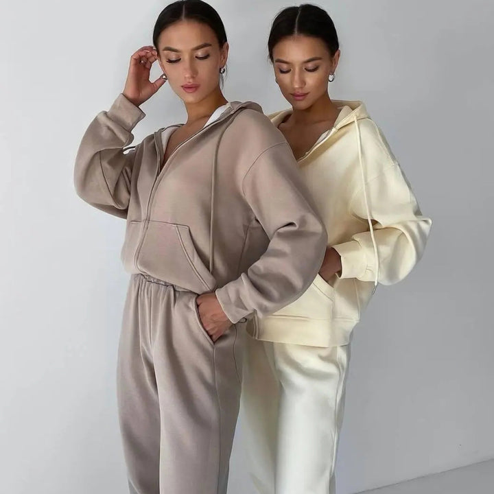 Damen bequemer Fleece-Jumpsuit mit Reißverschluss Drune