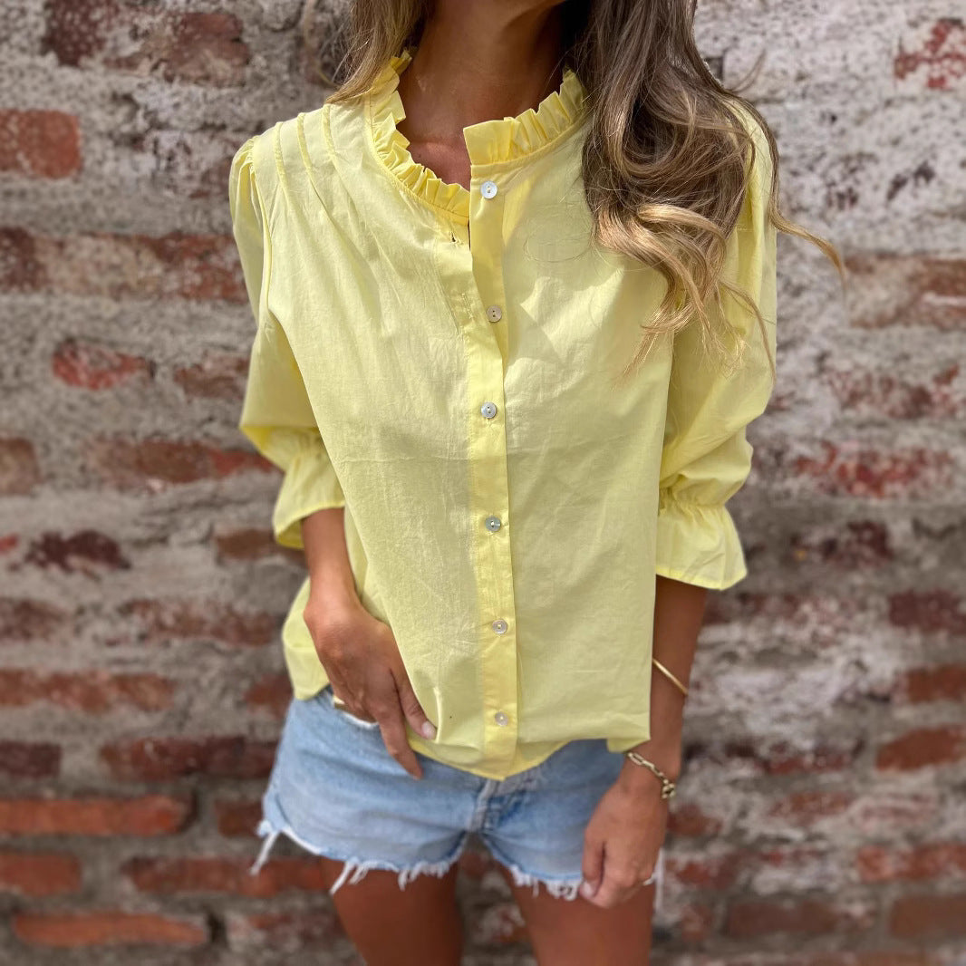 Damen Bluse mit dekorativen Puffärmeln Drune