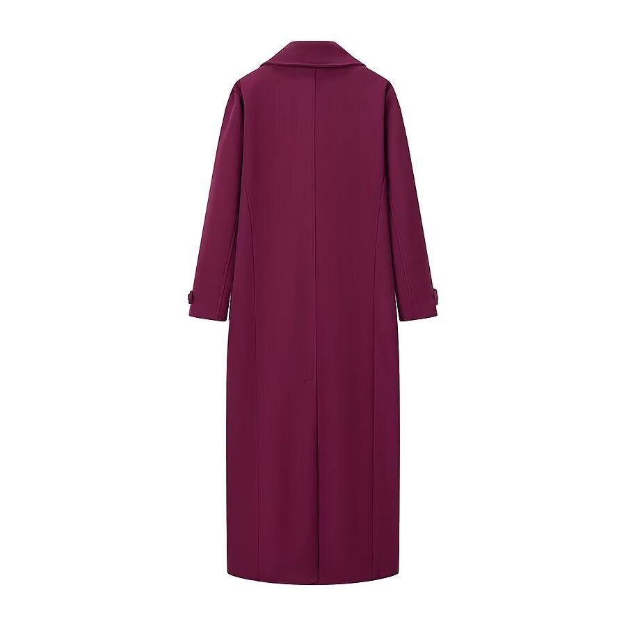 Damen eleganter und lässiger Langmantel mit doppelter Knopfreihe Drune