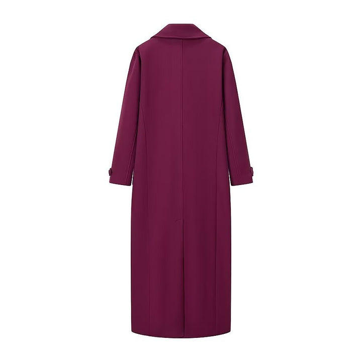 Damen eleganter und lässiger Langmantel mit doppelter Knopfreihe Drune
