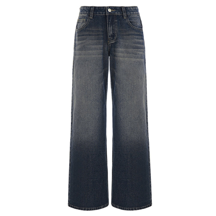 Damenweite Denim-Jeans im lässigen Chino-Stil mit hohem Bund Drune