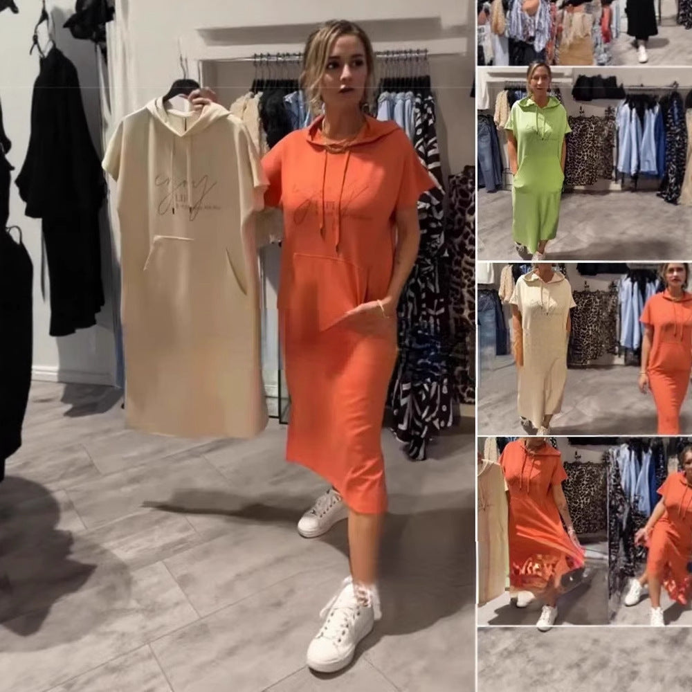 Damen Kapuzenkleid mit lässigem Schnitt und praktischen Taschen Drune