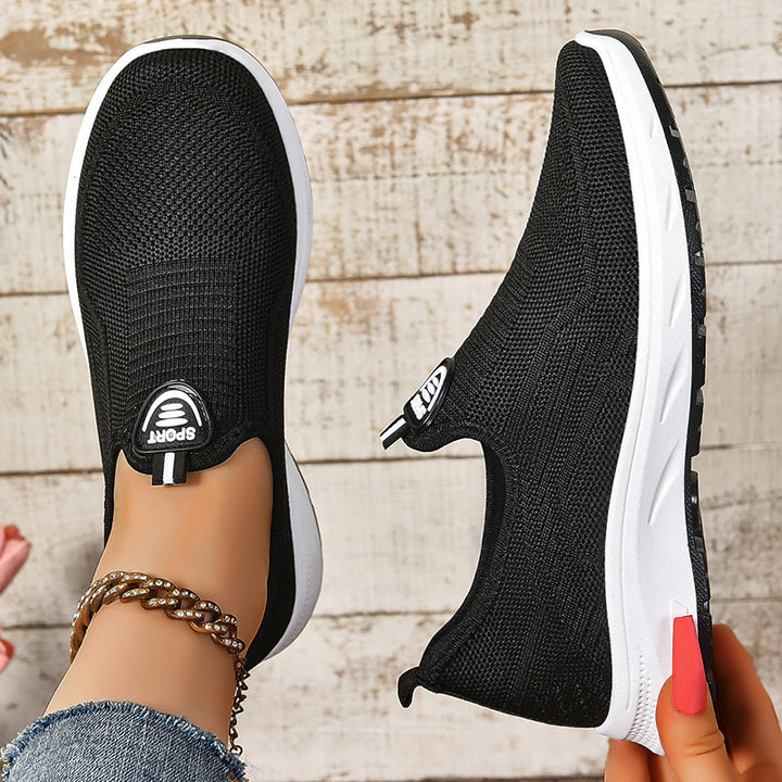 Damen Leichte Slip-On Sport Sneakers mit atmungsaktivem Strickobermaterial Drune