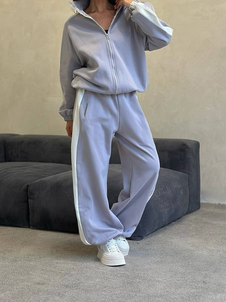 Damen sportlicher Fleece-Hoodie und lässige Hose Set Drune
