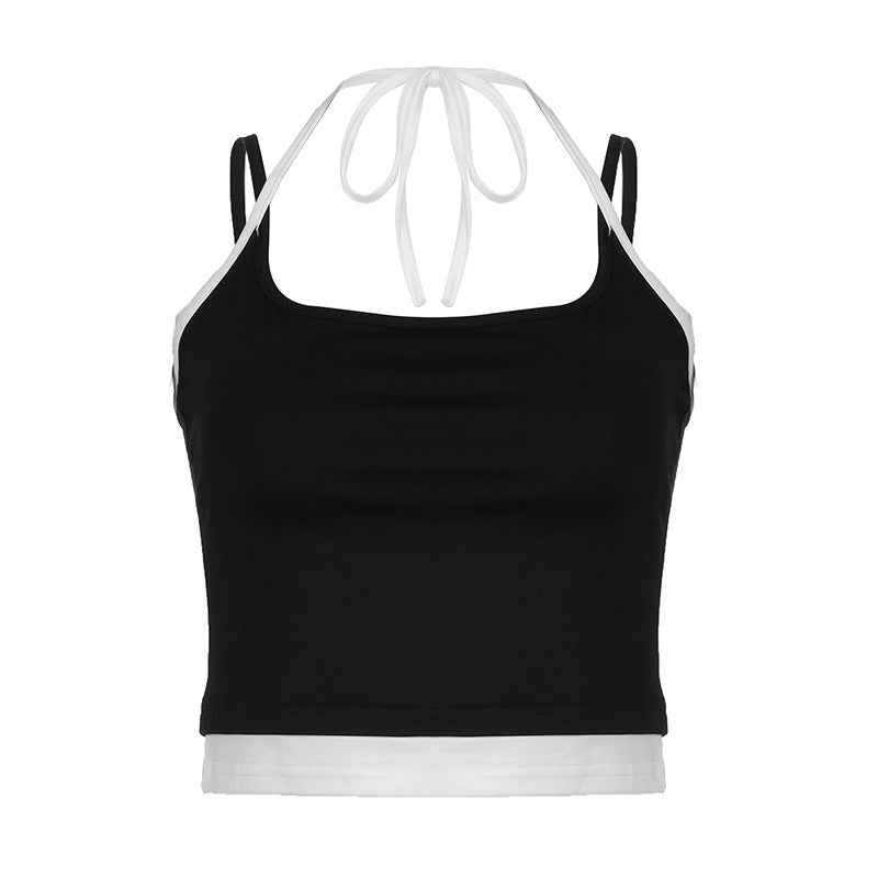 Damen Sportliches Crop-Top mit verstellbaren Trägern und neutralem Design Drune