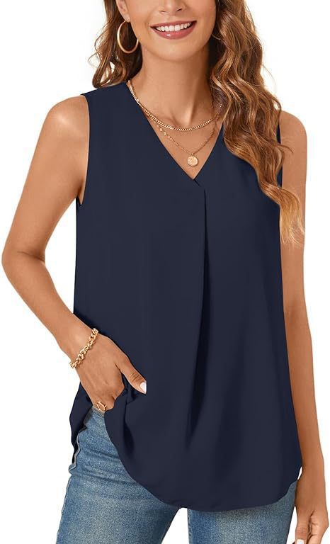 Damen Leichte Faltenfreie Ärmellose Bluse Drune