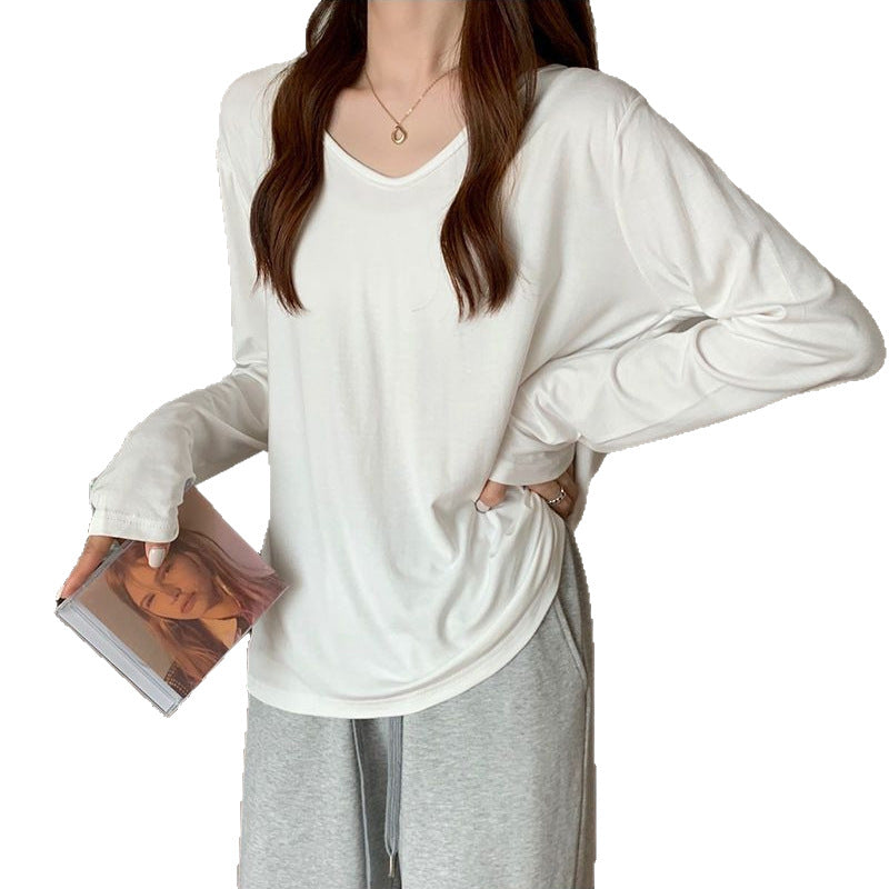 Damen Langarmshirt mit V-Ausschnitt und komfortablem Schnitt Drune