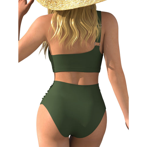Damen Hochgeschnittener Bikini mit asymmetrischem Oberteil Drune