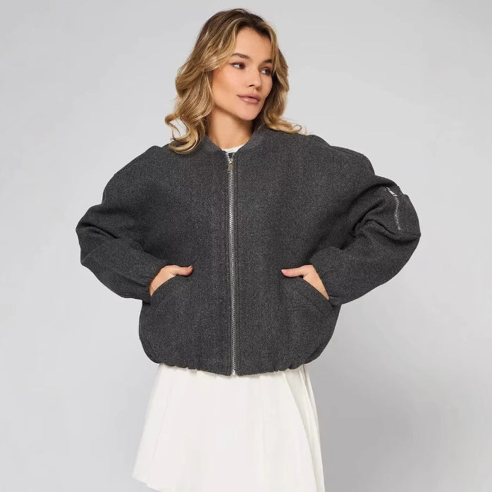Damen modische Puffjacke mit praktischen Reißverschlusstaschen und elastischen Bündchen Drune