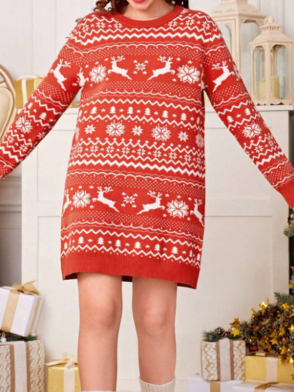 Damen Kuscheliges Strickkleid mit festlichem Rentier-Design Drune