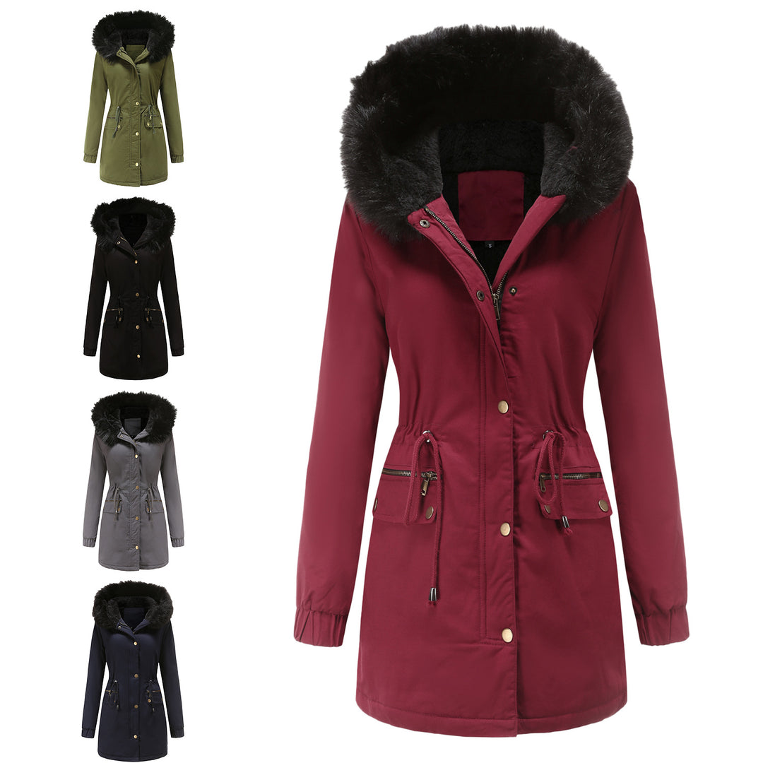 Damen isolierte Parka-Jacke mit abnehmbarem Kunstfellkragen und verstellbarem Taillenzug Drune
