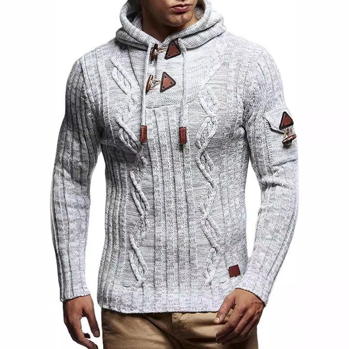 Herren Strickpullover mit Kapuze und hochwertiger Struktur Drune