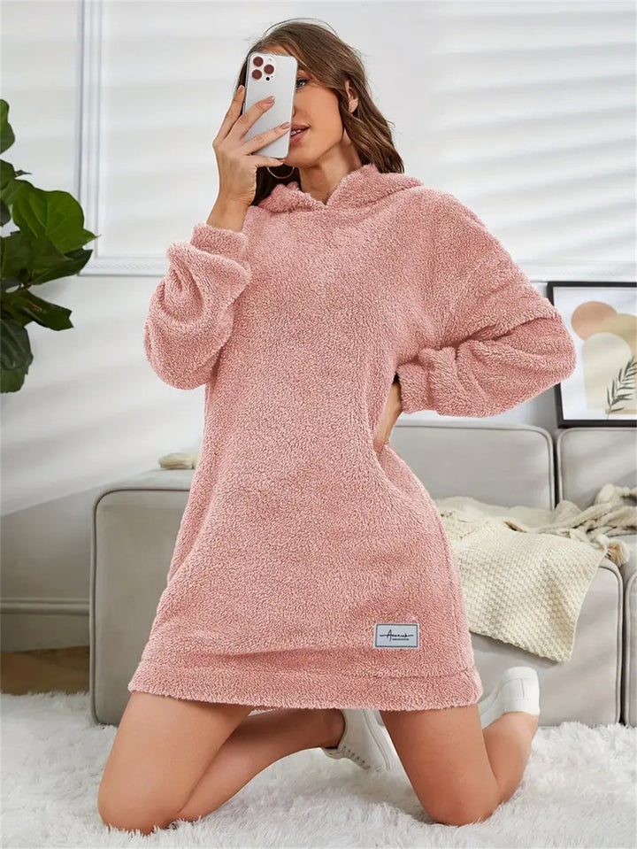 Damen Kuscheliges Hoodie-Kleid Drune