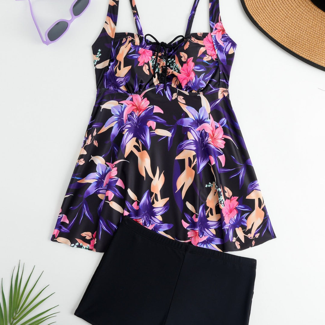 Damen Tankini mit floralem Oberteil und bequemen Shorts Drune