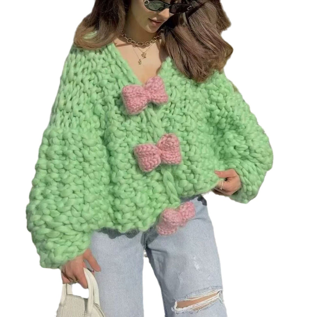 Damen Kuschelige Strickjacke mit großen Knöpfen Drune