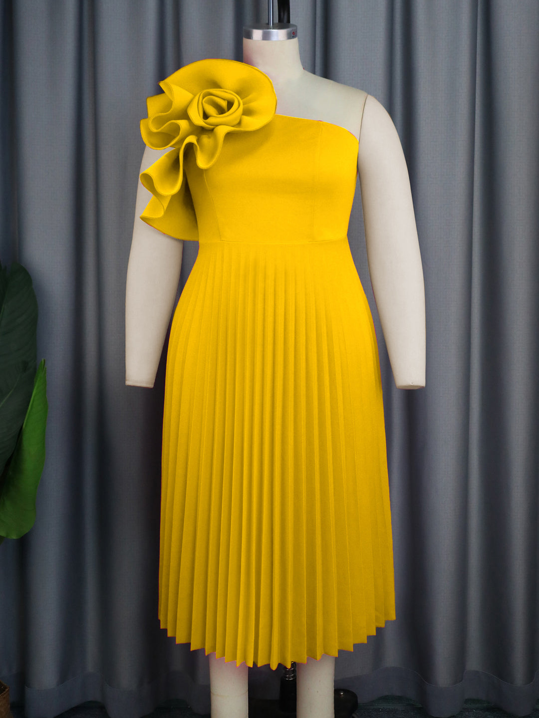 Damen elegantes Cocktailkleid mit voluminöser Blütenapplikation Drune