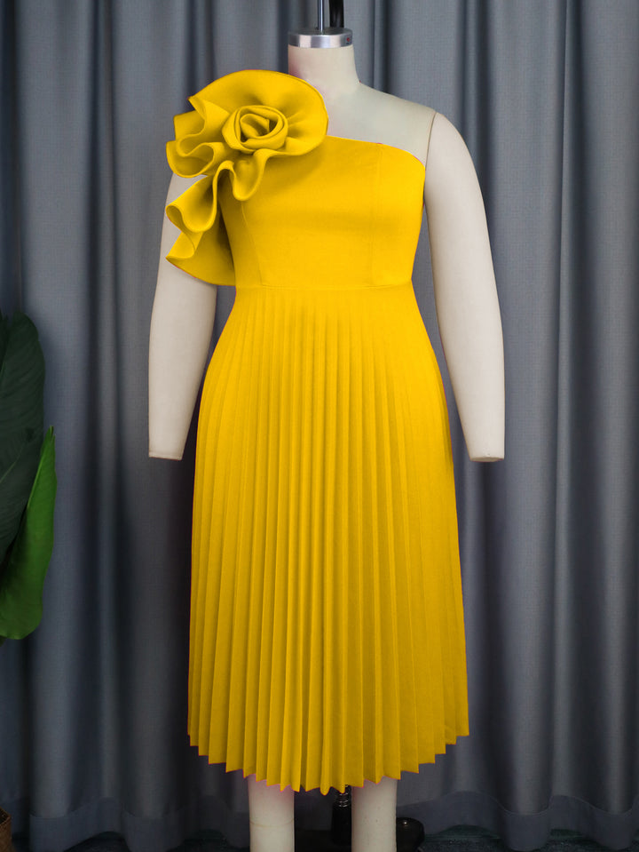 Damen elegantes Cocktailkleid mit voluminöser Blütenapplikation Drune