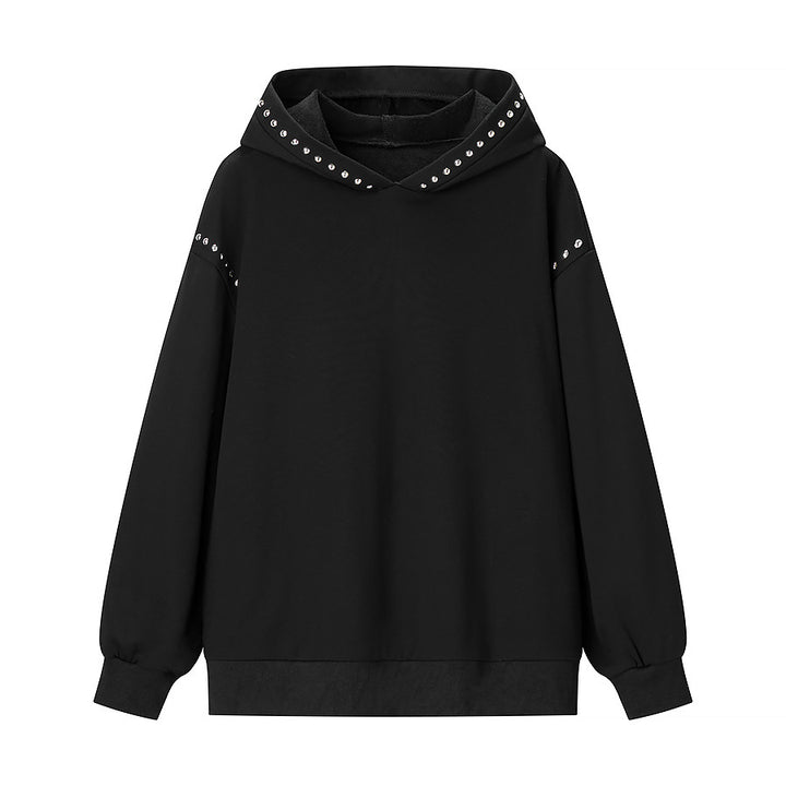 Damen Modischer Kapuzenpullover mit eleganten Nietenverzierungen Drune