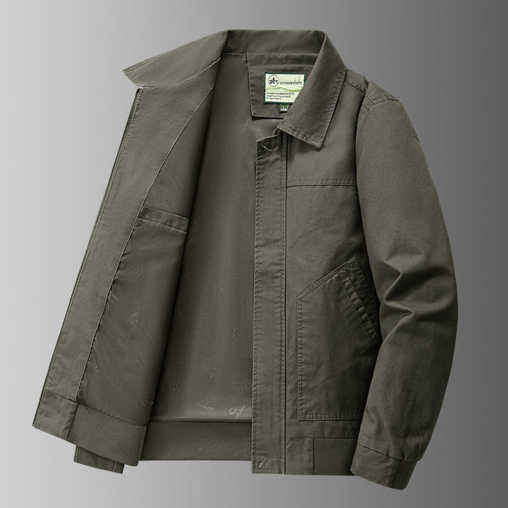 Herren o-Baumwoll-Twill-Arbeitsjacke mit schrägen Handtaschen und geripptem Saum Drune