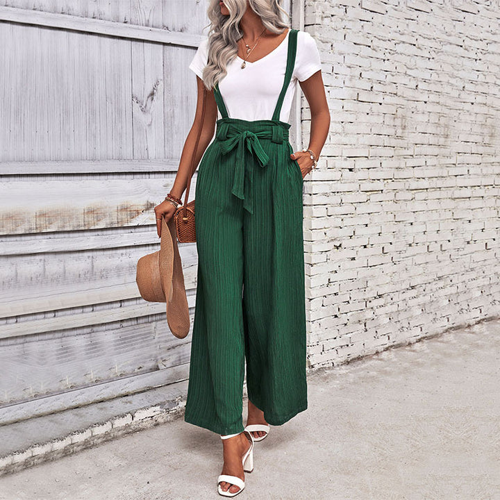 Damen eleganter Hosenanzug mit Raffungen und Taillengürtel Drune