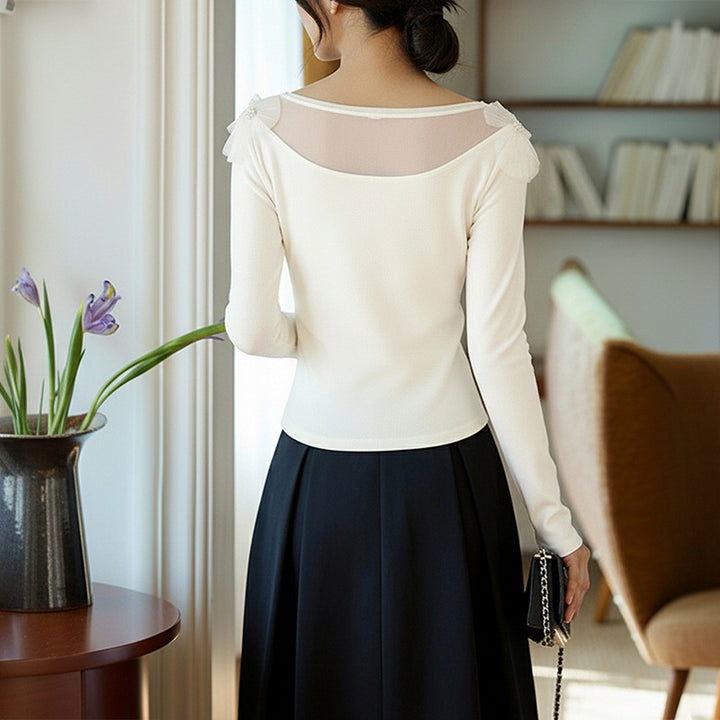 Damen elegantes Oberteil mit zarten Rüschendetails Drune