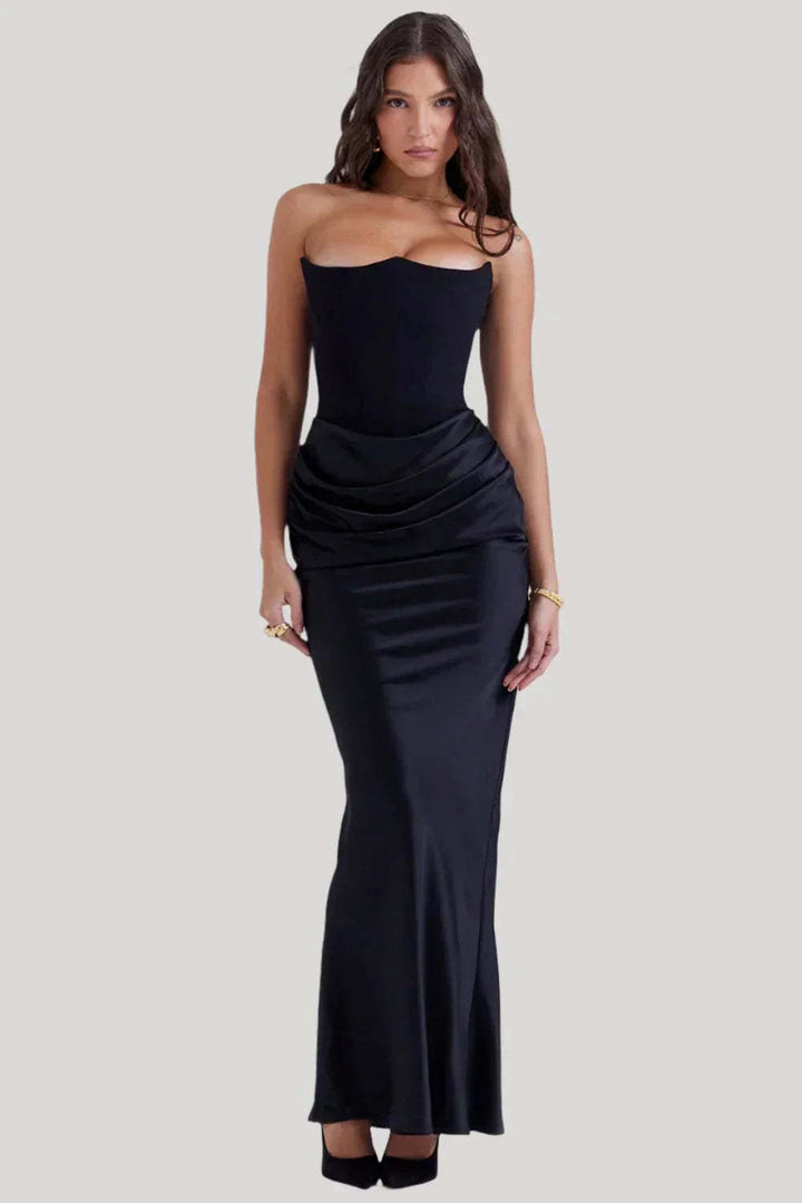 Damen Elegantes Abendkleid mit tiefem Dekolleté und drapierten Details Drune
