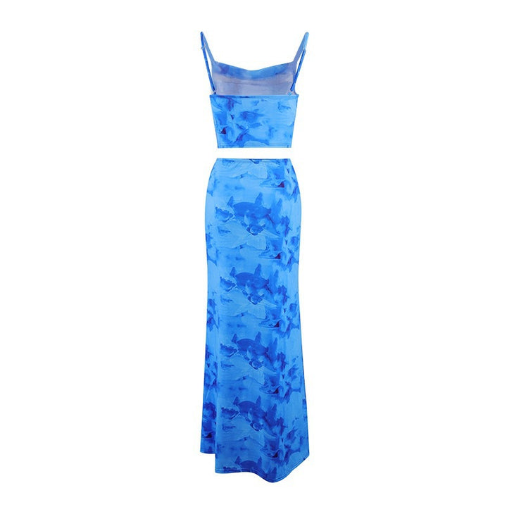 Damen Elegantes cropped Top und schwingende Maxi-Hose Set Drune