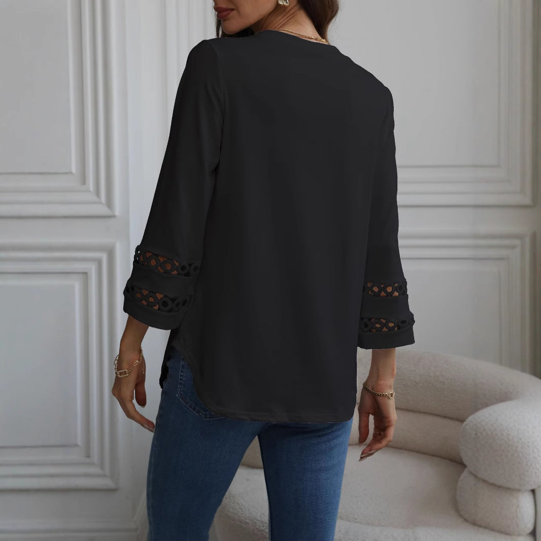 Damen modisches Oberteil mit eleganten Lochdetails Drune