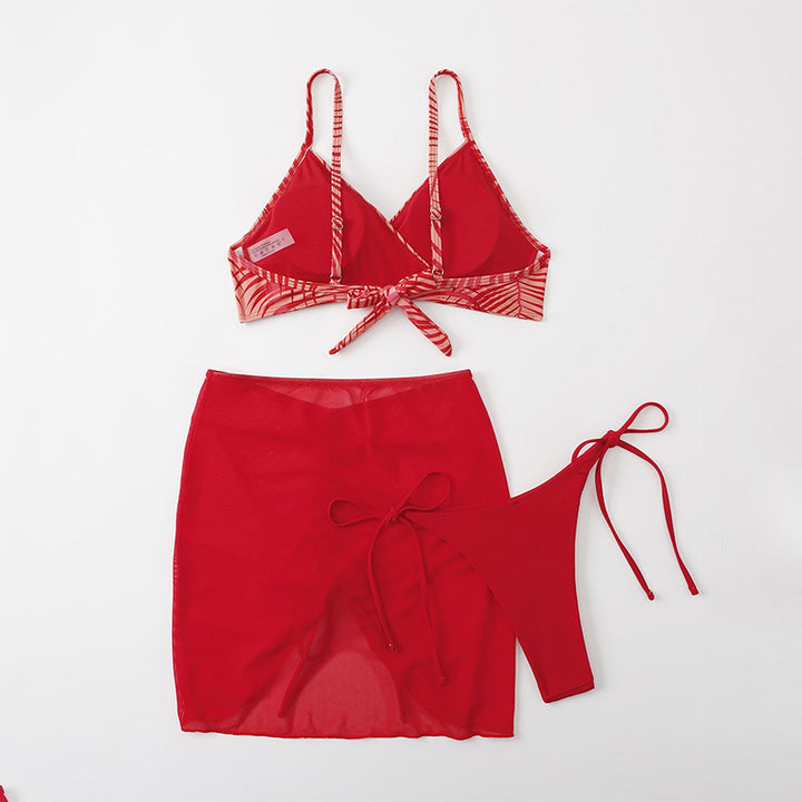 Damen Bikini-Set mit verstellbaren Trägern und transparentem Rock Drune