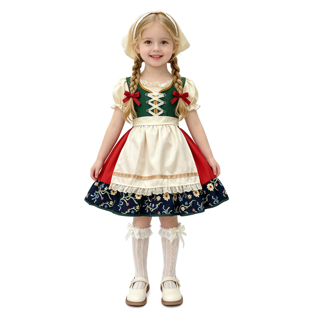 Damen nan traditionelles Kinderdirndl mit Schürze und kunstvoller Stickerei Drune