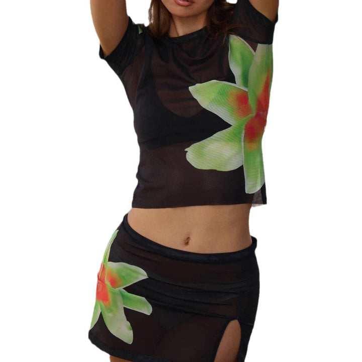 Damen luftiges Strandoutfit mit floralem Design Drune