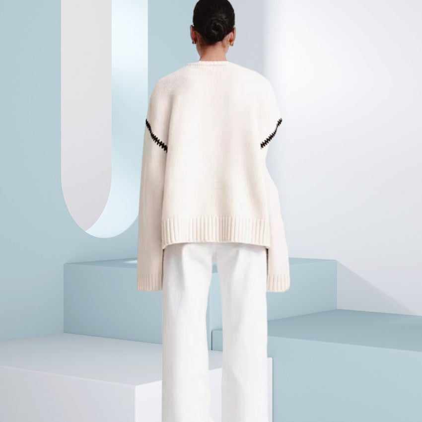Damen Klassischer Strickpullover mit modischen Raglanärmeln und weitem Schnitt Drune