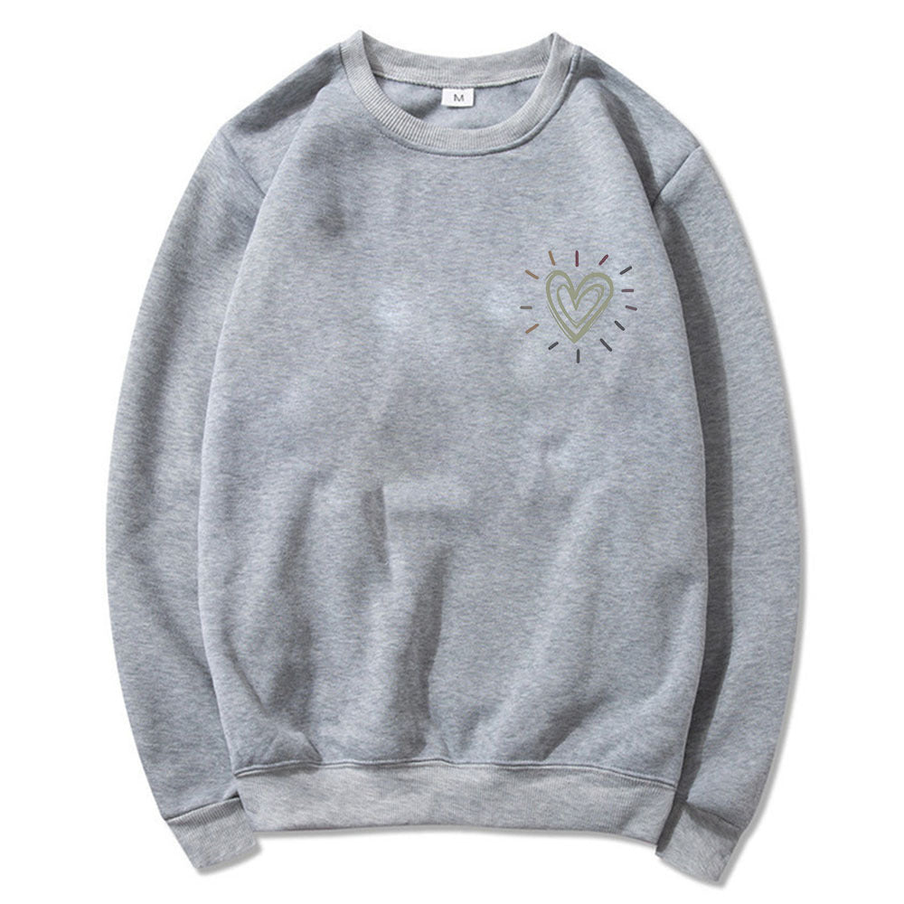 Damen Oversized Sweatshirt mit niedlichem Herzmotiv und lässigem Schnitt Drune