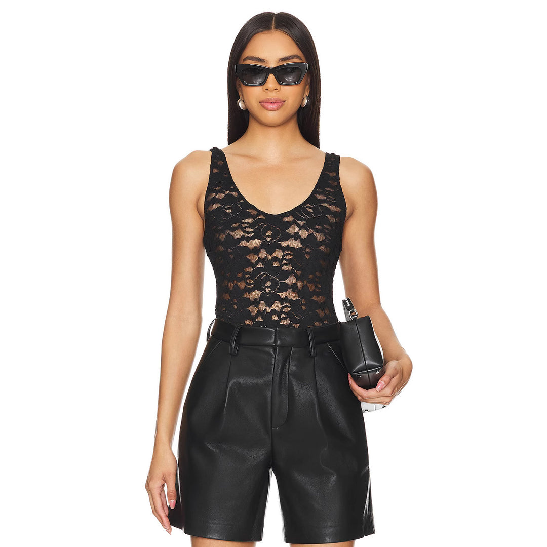 Damen Spitzenbody mit tiefem V-Ausschnitt und zarten Details Drune