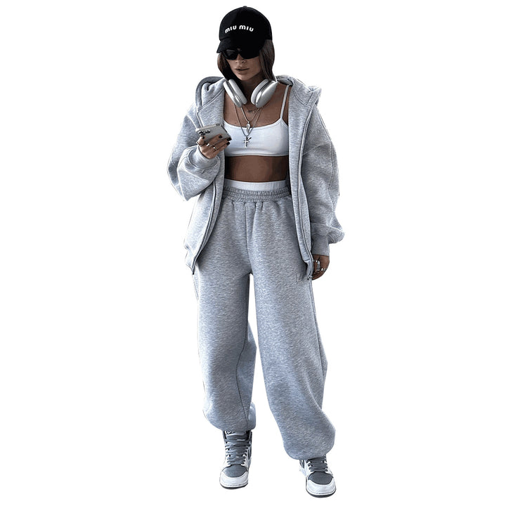 Damen Sportlicher Hoodie und Jogginghose Set Drune
