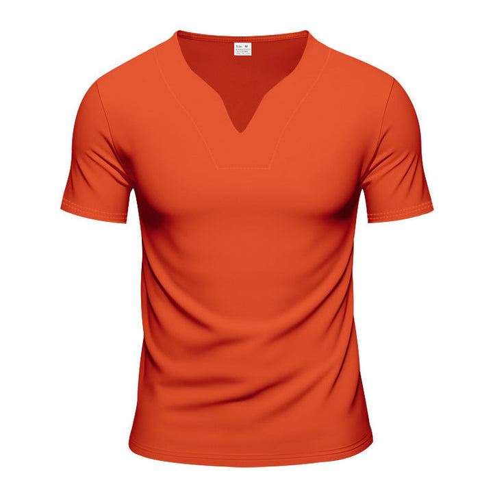Herren kurzärmliges T-Shirt mit V-Ausschnitt und atmungsaktivem Stoff Drune