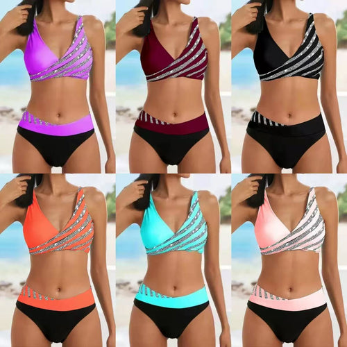 Damen Sportlicher Bikini mit modischem Wickeloberteil Drune
