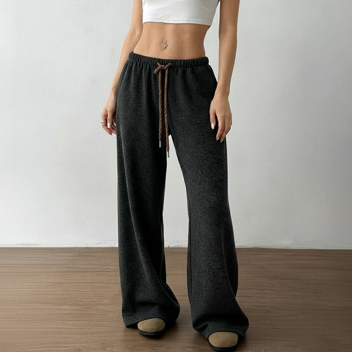 Damen Weite Freizeithose mit elastischem Bund und Kordelzug Drune