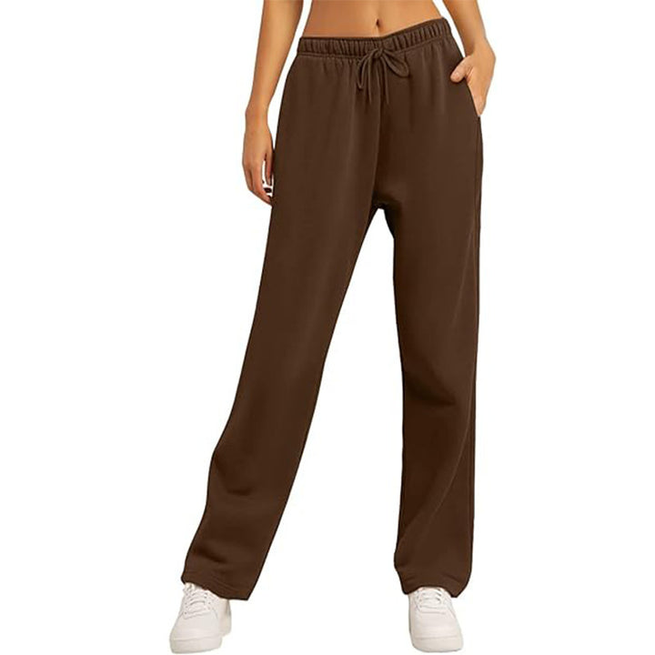 Damen nan hochwertige Relax-Hose mit hoher Taille, geradem Bein und integrierten Eingrifftaschen Drune